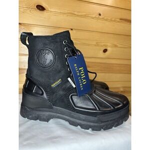 Polo Ralph Lauren Oslo High Men Size 7D Black Leather Waterproof‎ Duck Boots NEW